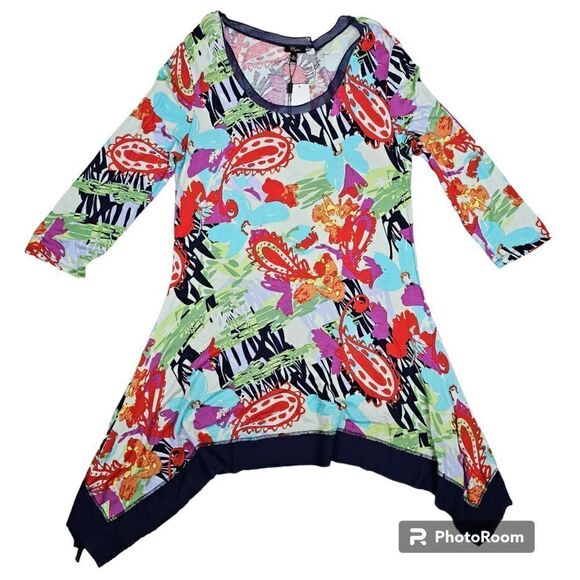 Cupio Paisley Abstract Design Tunic Dress Multicolored Size X-Large - Picture 1 of 4